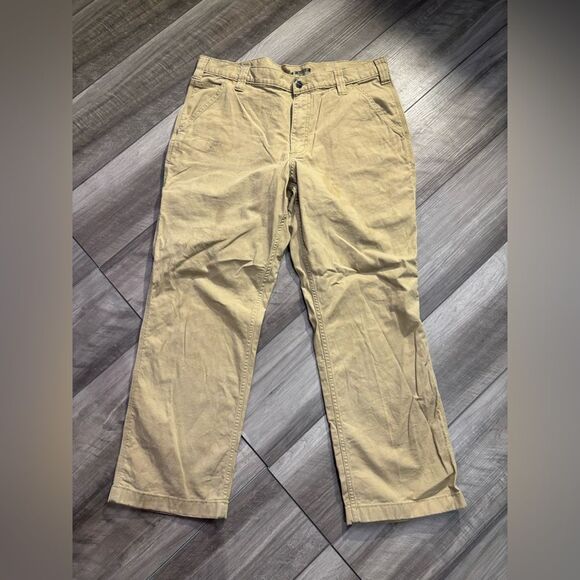 Men’s Khaki Carhartt Carpenter Workwear Pants Size 36x30 Relaxed Fit - Picture 4 of 4